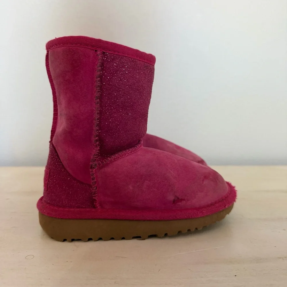 Ugg Pink Suede/Glitter Classic Short Boots